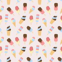 Seamless summer pattern with ice cream on a pink background vector