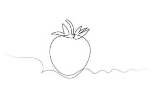Single continuous line drawing of organic strawberry vector