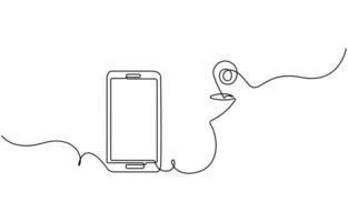 Mobile phone touch screen gadget modern technology design one sketch outline drawing vector