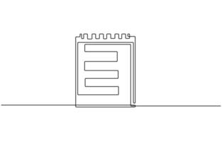 Clipboard with checklist and pen in one line drawing vector