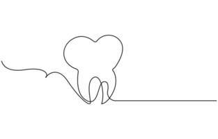 Tooth icon in continuous line drawing style illustration vector