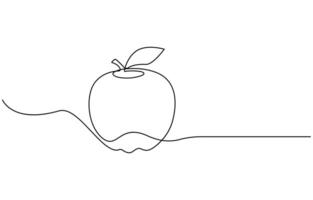 Continuous one single line art drawing of apples vector