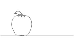 Continuous one single line art drawing of apples icon organic food vector