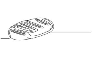 One Continuous Line Drawing of Bread Icon vector