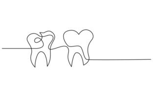 Tooth icon continuous line drawing vector