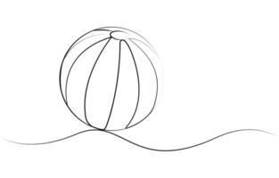 continuous drawing of a volleyball ball in one line vector