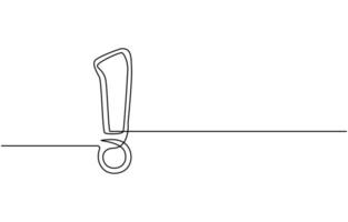 Continuous one line drawing of Exclamation mark illustration vector