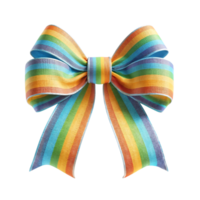 Rainbow Satin Bow Isolated on Transparent Background png