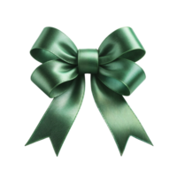 Green Satin Bow Isolated on Transparent Background png