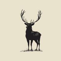 Silhouette of a majestic stag standing in a forest vector