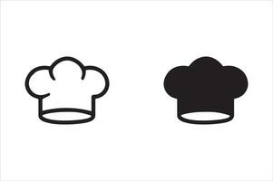 Chef hat icon set, black and white illustration vector