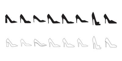 A set of different high heels in different styles vector