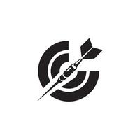 A black and white logo with a dart and arrow vector