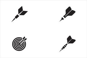 Darts and dartboard icons set vector