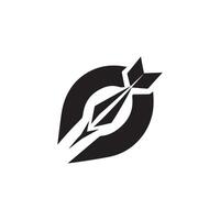 A black and white logo of a bow and arrow vector