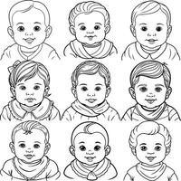 Set of a cute baby in underpants with different styles. illustration in flat cartoon style. Hand driving style vector