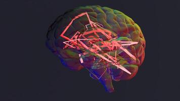 Futuristic 3D Render of Abstract Brain with Neon Glowing Neural Pathways video