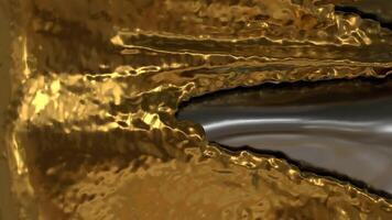 Gold Liquid Flow Transition from Metallic Surface in 3D Animation video