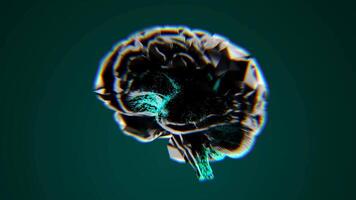 Digital Brain Simulation with Glitch Effects Representing Neural Connections and Data Processing video