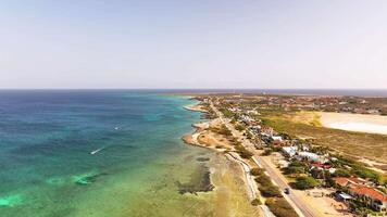Aerial view of the beach on the Caribbean island of Aruba video