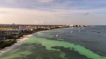 Aerial view of the beach on the Caribbean island of Aruba video