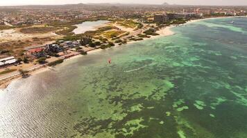 Aerial view of the beach on the Caribbean island of Aruba video