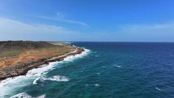 Aerial view of the coastline of Aruba video