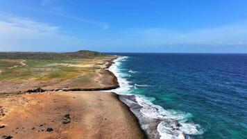 Aerial view of the coastline of Aruba video