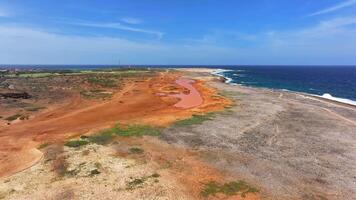 Aerial view of the coastline of Aruba video