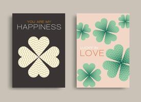 Heart-shaped Cloverleaf on brown and pink, Valentine's Day leaflet vector