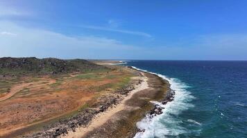 Aerial view of the coastline of Aruba video