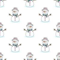 Seamless Christmas pattern with snowmen. Winter pattern for the new year on a white background vector
