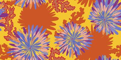 a colorful pattern with flowers on a yellow background vector