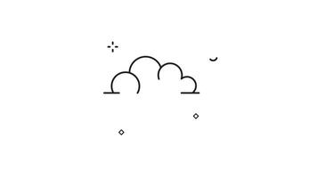 winter snow cloud line art minimalist animation 2D for weather concept , simple sky nature icon animated footage motion graphic illustration design video