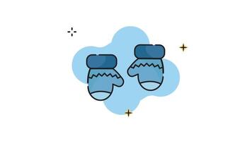 winter gloves line color animation 2D for weather concept , simple winter equipment icon animated footage motion graphic illustration design video