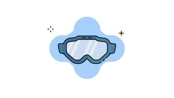 winter goggles line color animation 2D for weather concept , simple winter equipment or ski tool icon animated footage motion graphic illustration design video