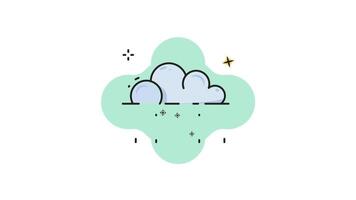 winter snow cloud line color animation 2D for weather concept , simple sky nature icon animated footage motion graphic illustration design video