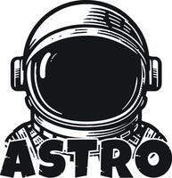 astronaut logo in wood carving style vector