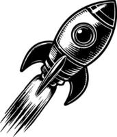 Spacecraft or rocket in wood carving style vector