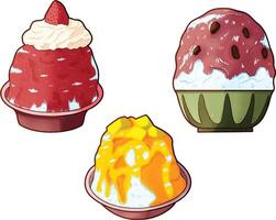 Set of hand drawn shaved ice vector