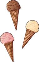 Set of hand drawn ice cream cone vector