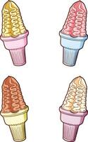 Set of hand drawn swirl ice cream vector
