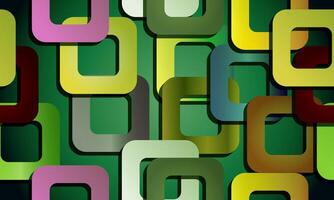 Abstract geometric green background with colorful squares pattern. vector