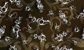 floral ornament seamless pattern on brown background. vintage swirl pattern. vector