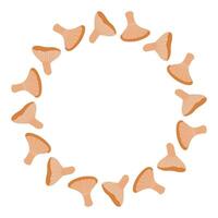 Circular mushroom wreath with earthy tones, perfect for autumn decor, featuring fungi caps in a minimalist design ideal for seasonal or botanical themes vector