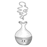 Elegant illustration of an aroma diffuser releasing soothing steam, ideal for wellness themes, spa designs, and aromatherapy branding vector