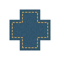 Blue denim design with cross with stitcher. vector