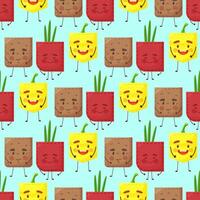Seamless pattern paprika potato onion shaped patch pocket. Character pocket paprika potato onion. Cartoon style. Isolated on white background. Design element. Template for your shirts, books. vector