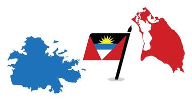 Antigua and Barbuda flag with map banner Antigua and Barbuda flag illustration design with white background Antigua and Barbuda independence day banner design vector