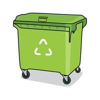 Large Green Garbage Bin 1100L illustrations or waste bin and green bin icon with white background design vector